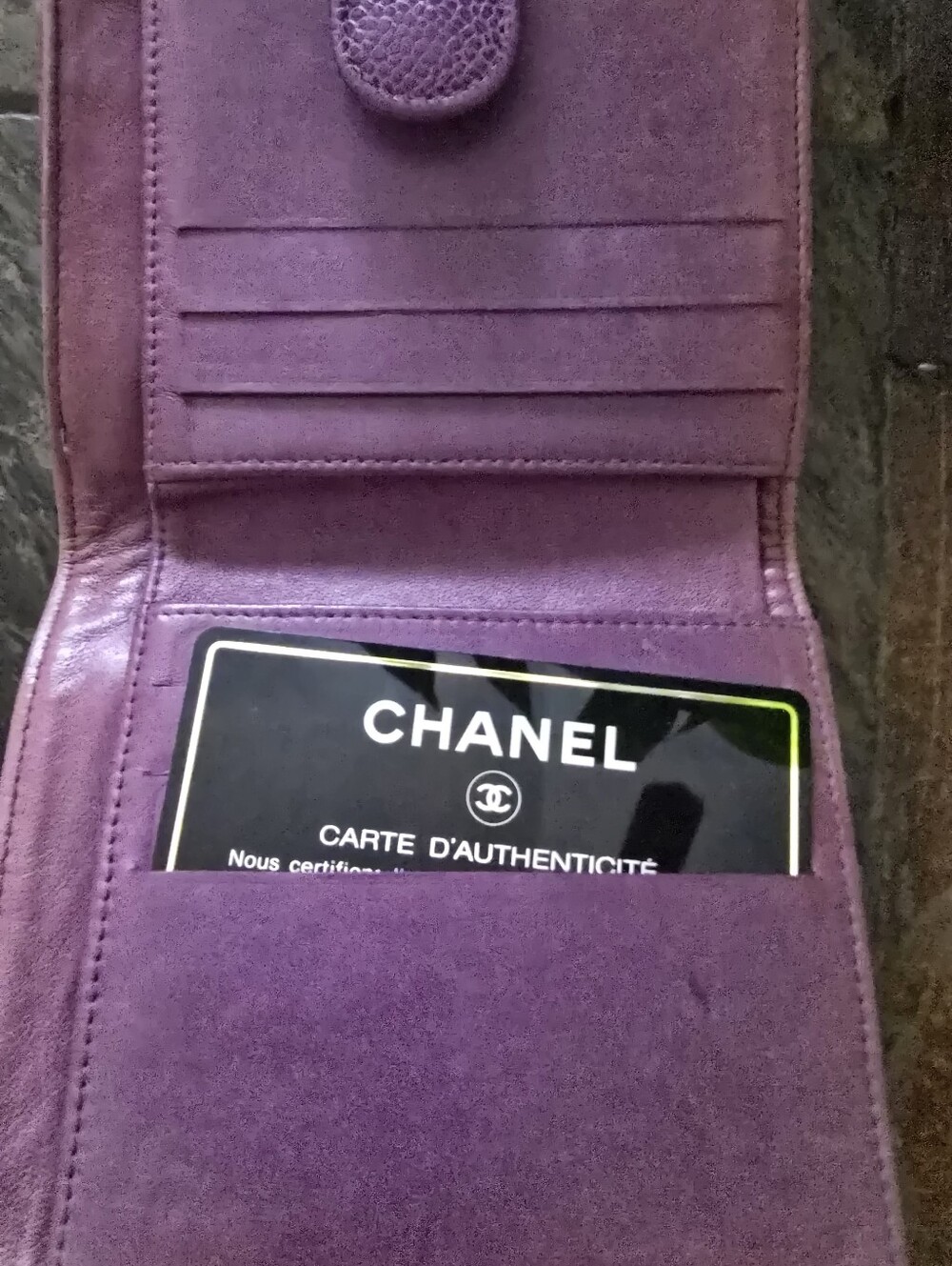 Chanel Purple Textured Leather Wallet - Picture 5 of 16